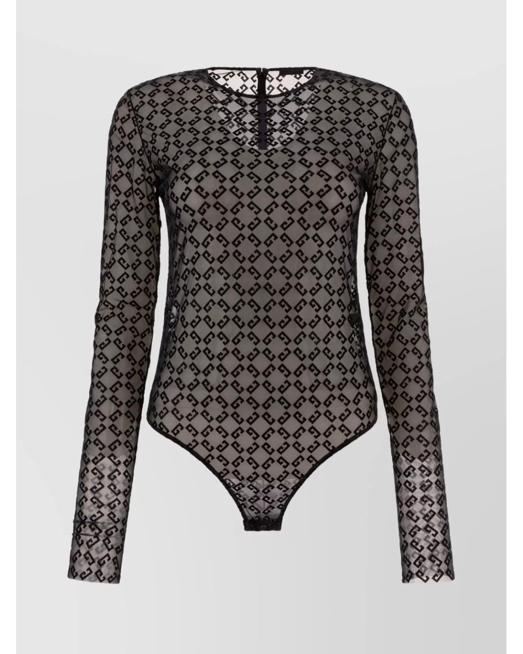 Givenchy Black Monogram Tulle Long-Sleeve Bodysuit