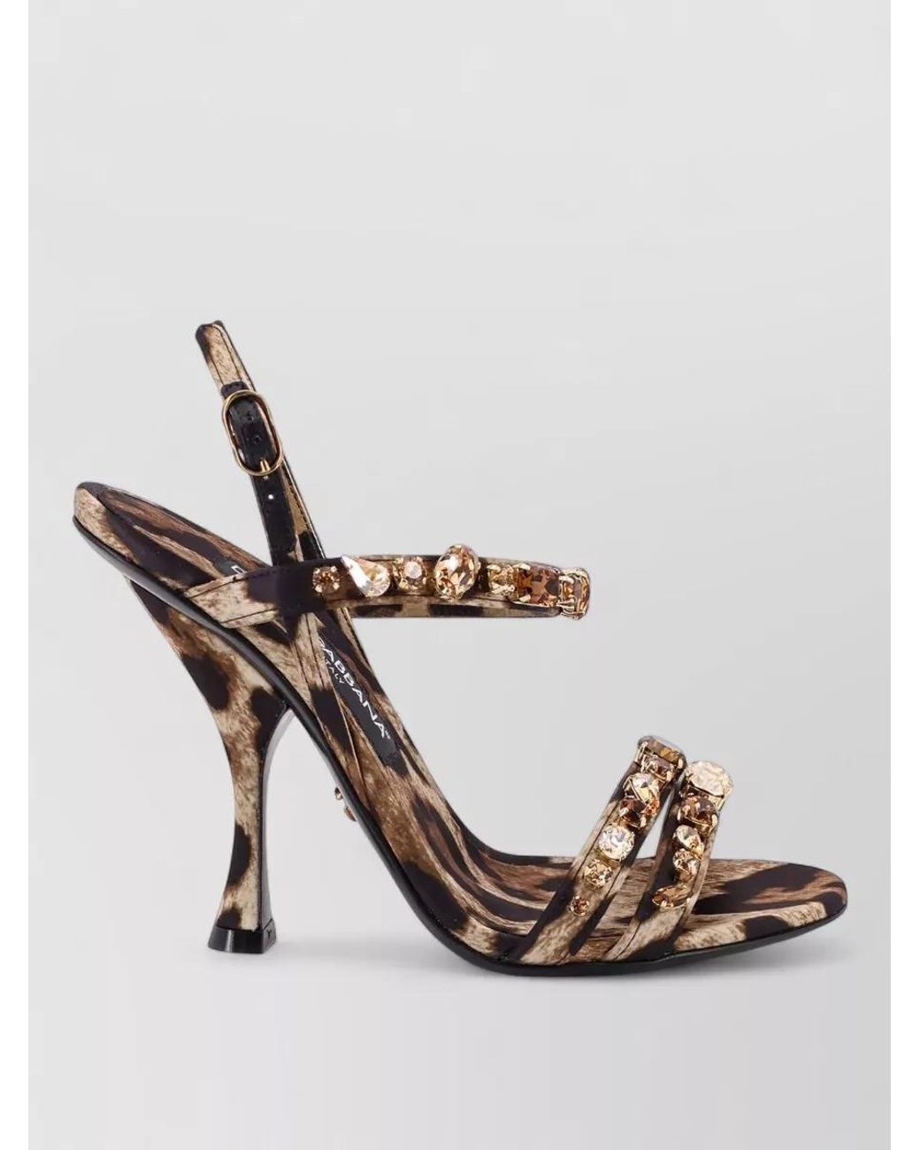 Dolce & Gabbana Metallic Leopard-Print Satin Sandals
