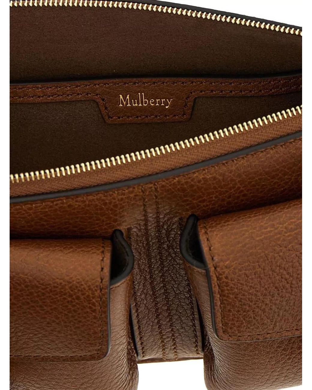 Mulberry Brown Mini Hammered Leather Cross-Body Bag