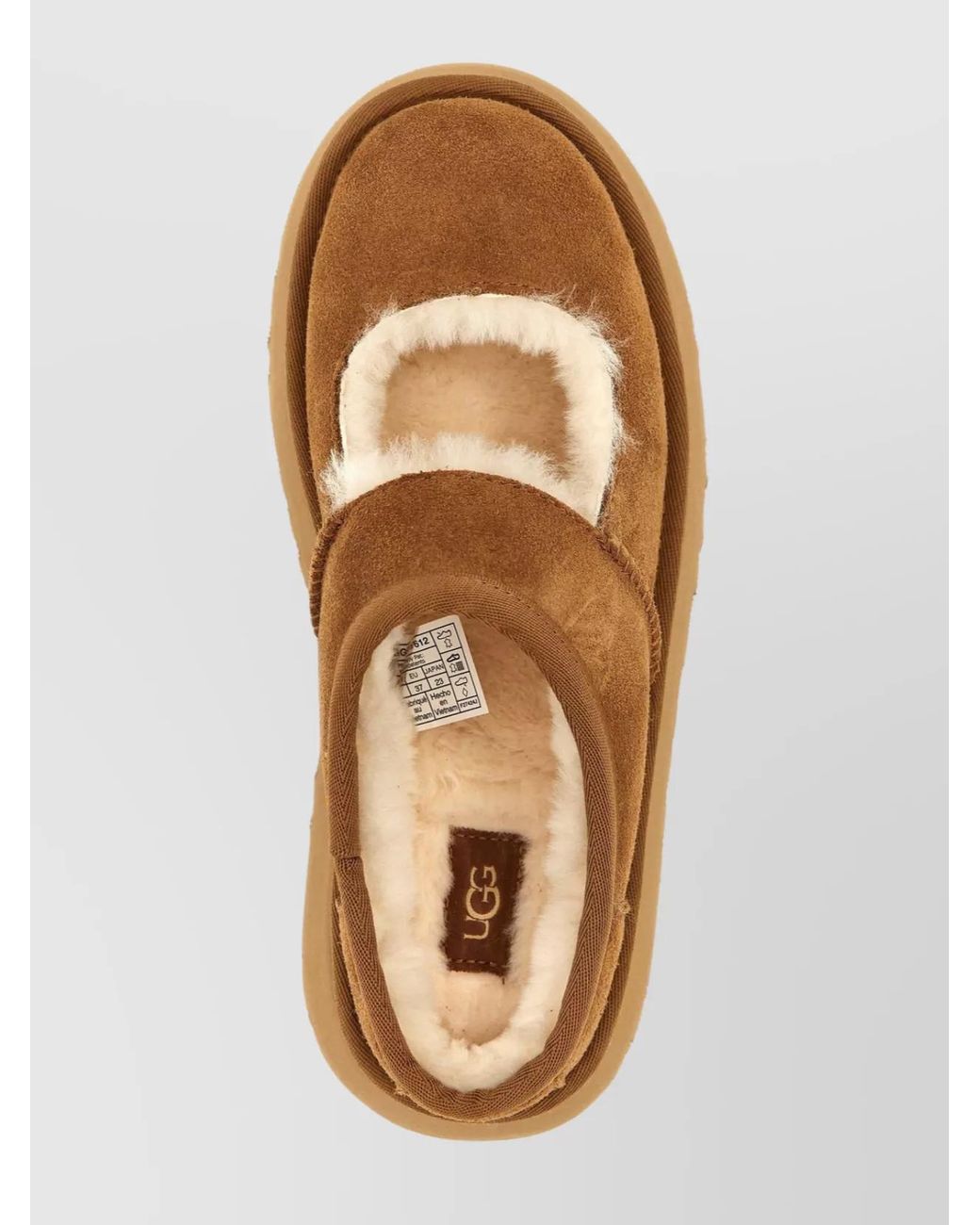 Ugg Brown Leather Mary Jane Slippers