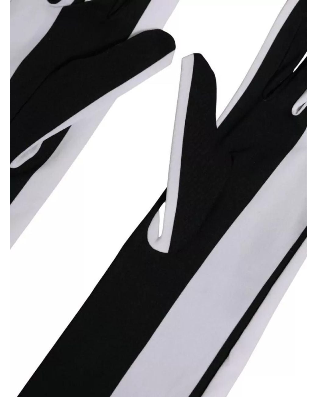 Dolce & Gabbana Black Striped Elbow-Length Gloves