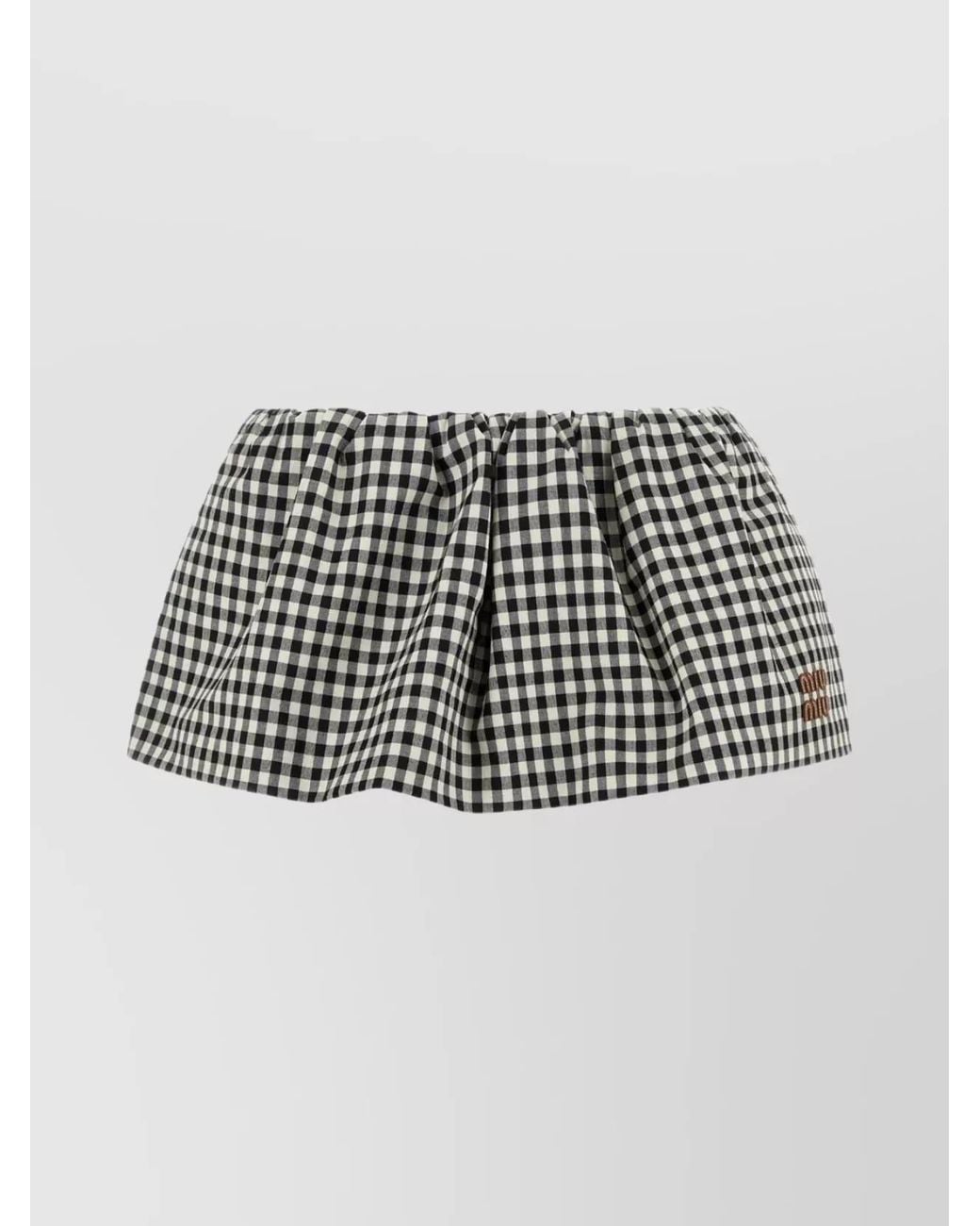Miu Miu Metallic Cotton Checked Mini Skirt