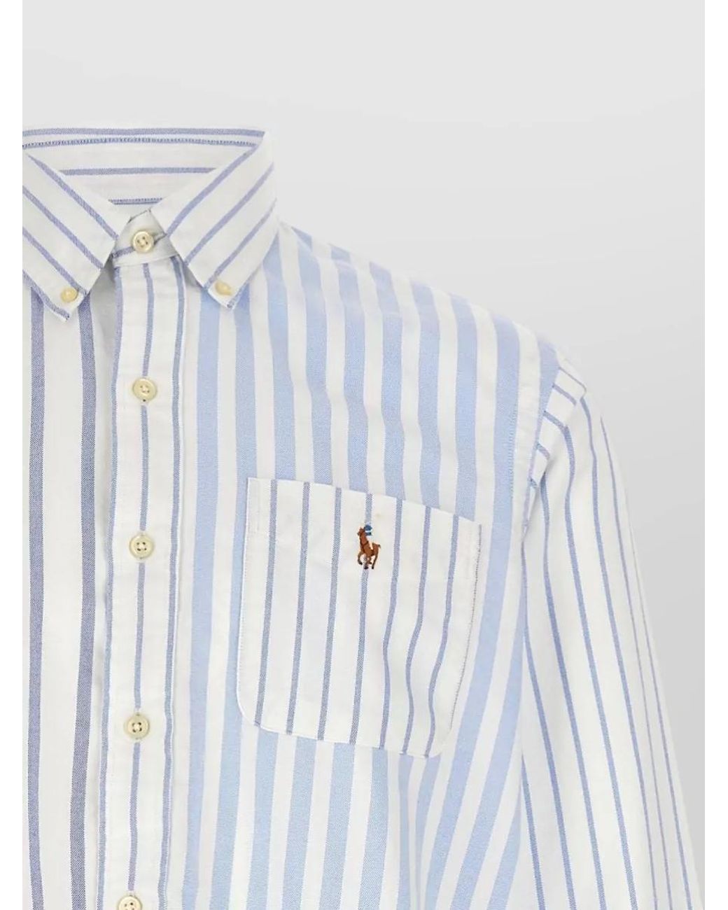 Polo Ralph Lauren White Striped Patchwork Cotton Shirt for men