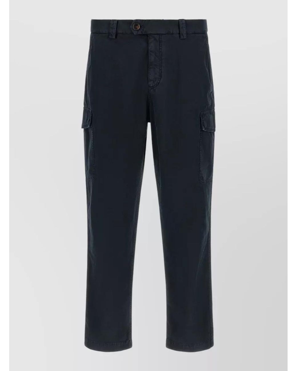 Brunello Cucinelli Blue Cotton Straight-Leg Cargo Shorts for men