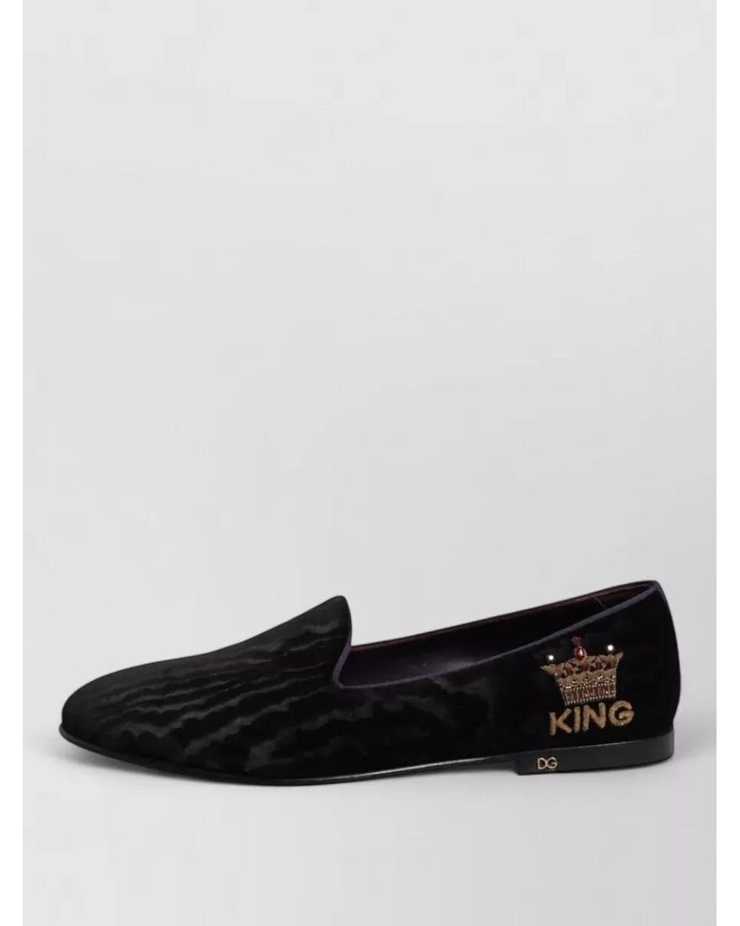Dolce & Gabbana White Velvet Crown Embroidered Slippers for men