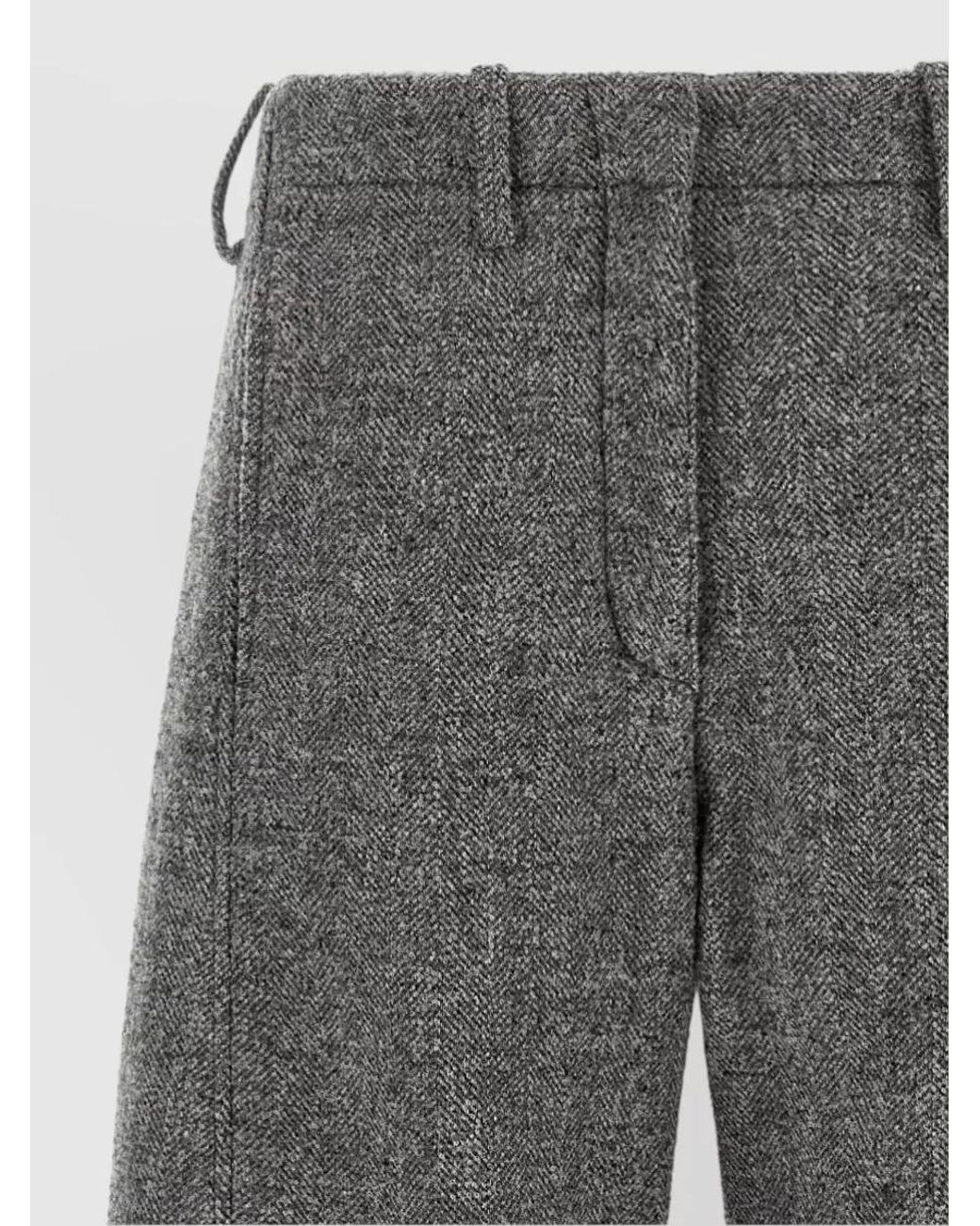 Magda Butrym Gray Cashmere Herringbone Barrel Leg Tailored Trousers