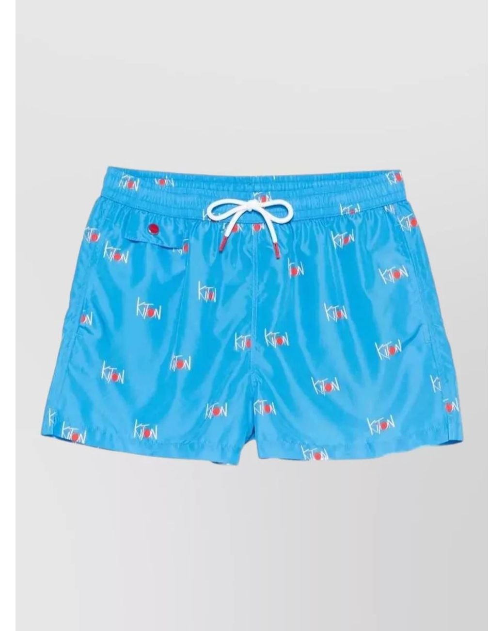 Kiton Blue Logo Print Swim Shorts for men