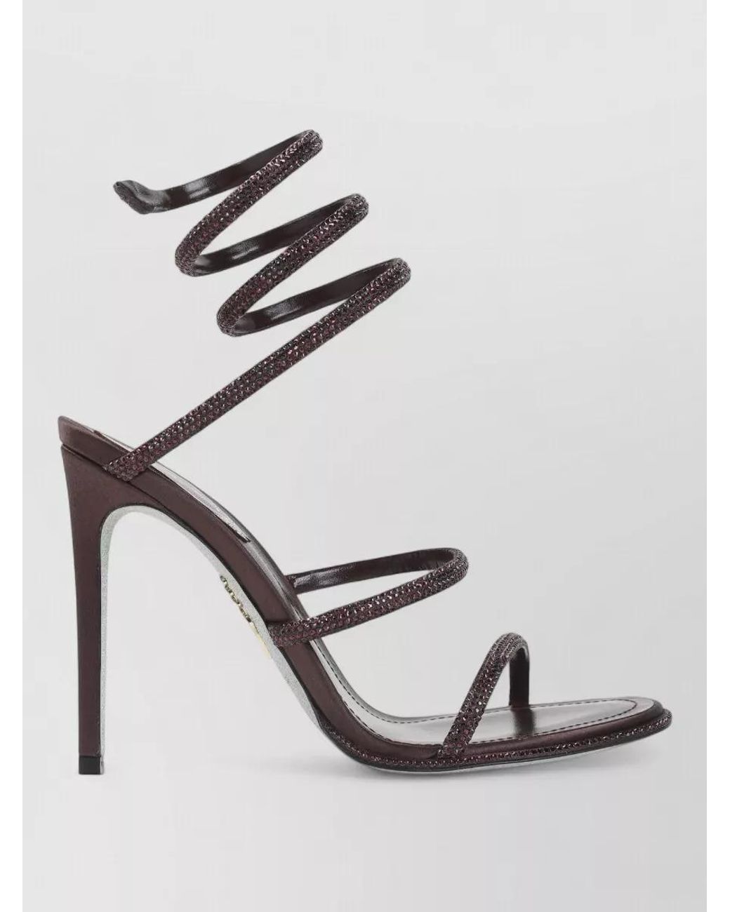 Rene Caovilla Gray Silk Crystal-Embellished Wrap-Around Sandals