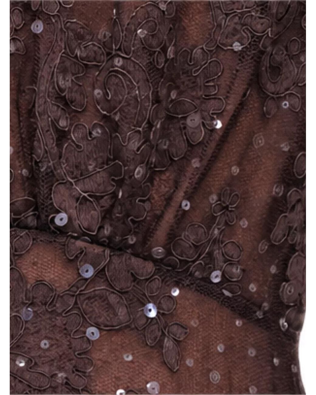 Self-Portrait Brown Sequin Lace Maxi Dress