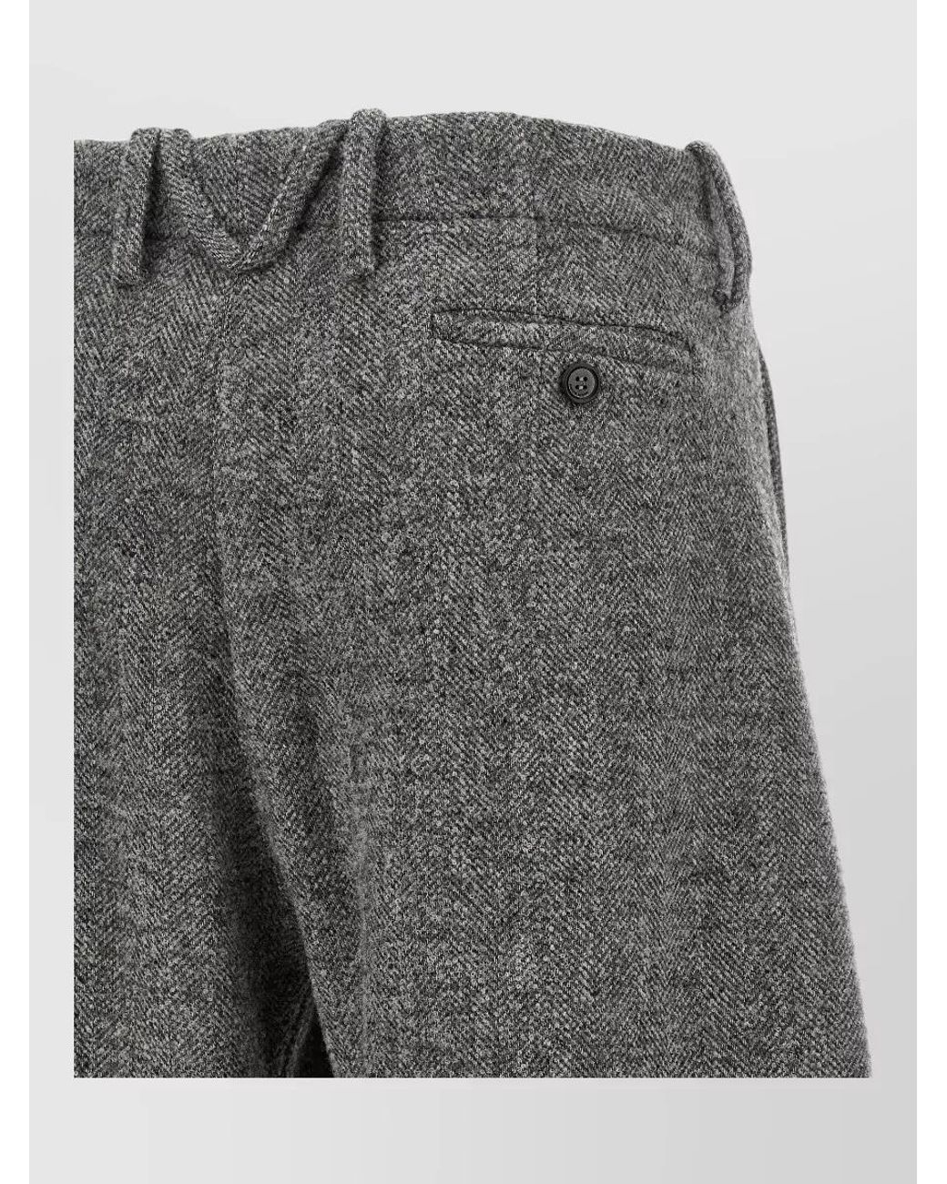 Magda Butrym Gray Cashmere Herringbone Barrel Leg Tailored Trousers