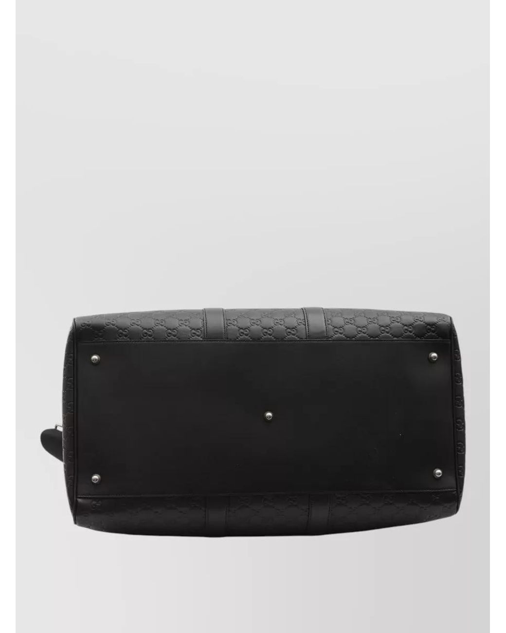 Gucci Black Gg Enblem Large Leather Duffle Bag