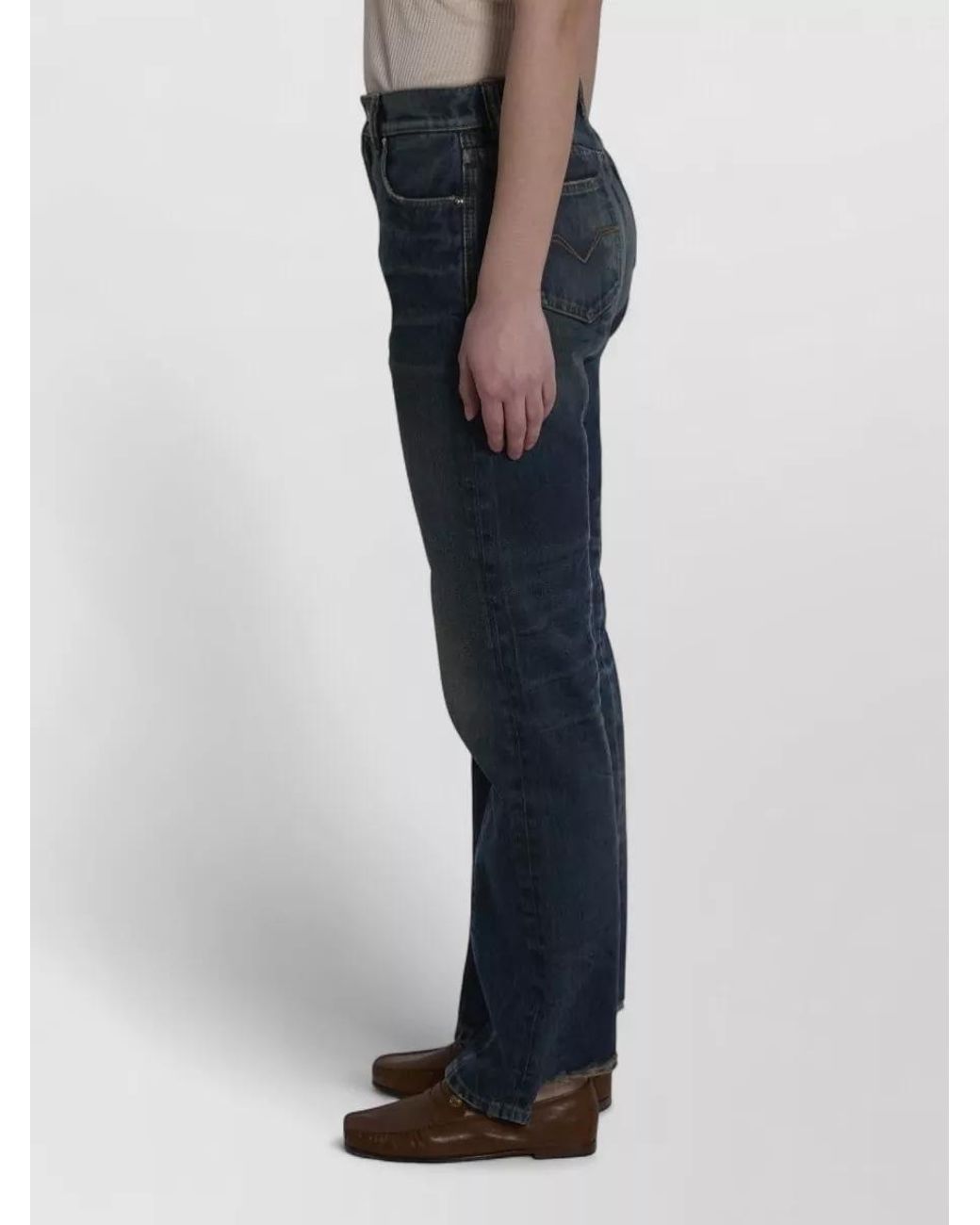 Versace Blue Denim Mid-Rise Straight-Leg Jeans