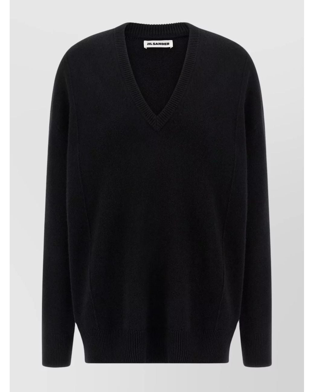 Jil Sander Blue Cashmere Oversized Ribbed V-Neck Jumper