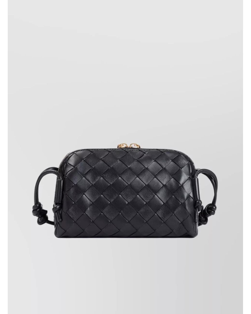 Bottega Veneta Black Leather Intrecciato Crossbody Bag