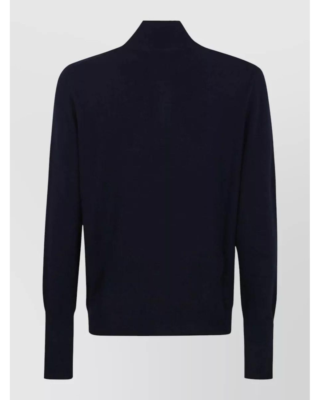 Ballantyne Blue Cashmere Ribbed Half Zip Sweater for men