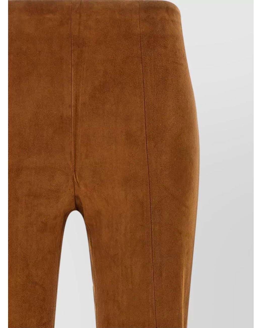 Stouls Brown Suede High-Rise Flared Panelled Trousers