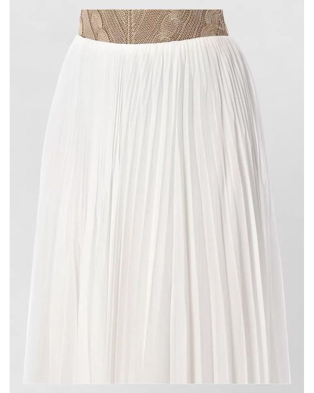Ralph Lauren White Pleated Jersey Maxi Skirt