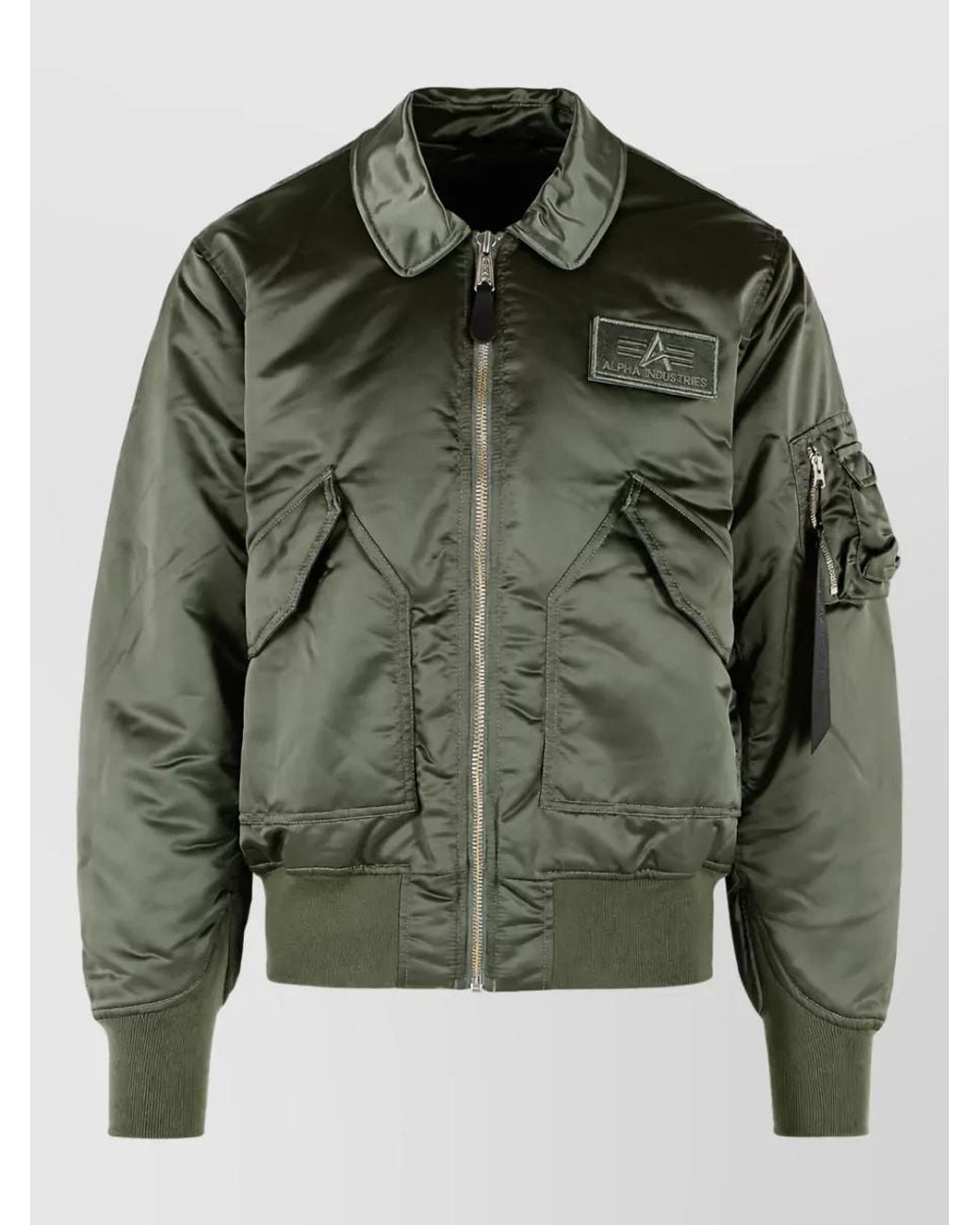 Alpha Industries Green Nylon Padded Bomber Jacket for men