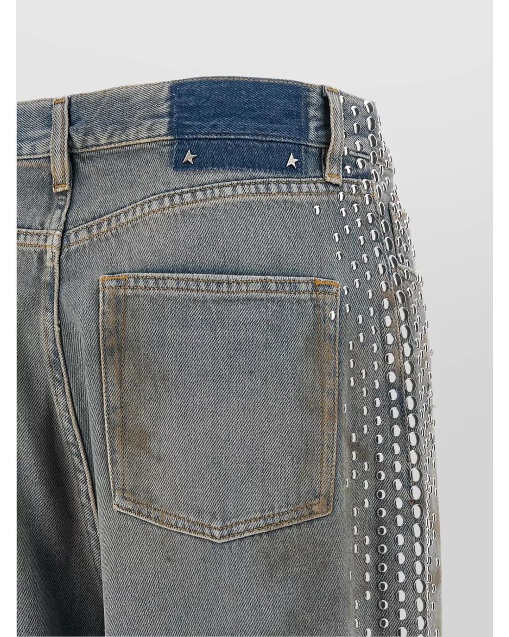 Golden Goose Deluxe Brand Blue Studded Wide-Leg Denim Boyfriend Jeans