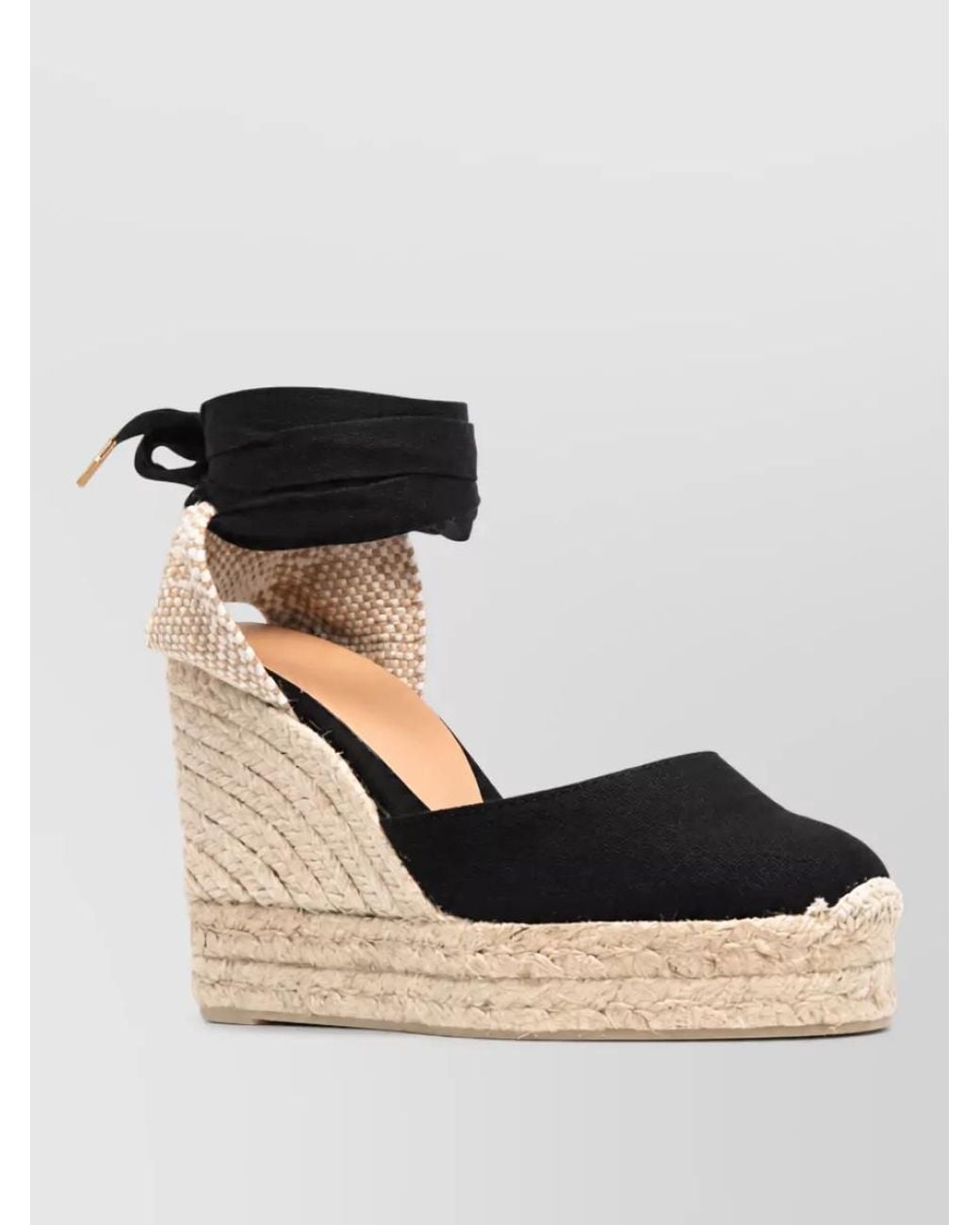 Castaner Black Cotton Wedge Espadrilles