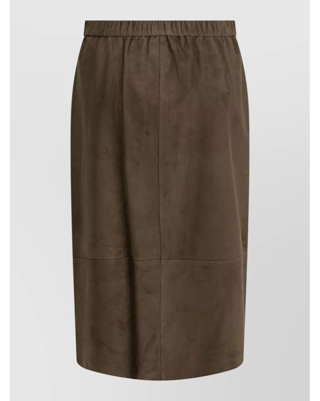 Max Mara Brown Suede Leather Midi Straight Skirt