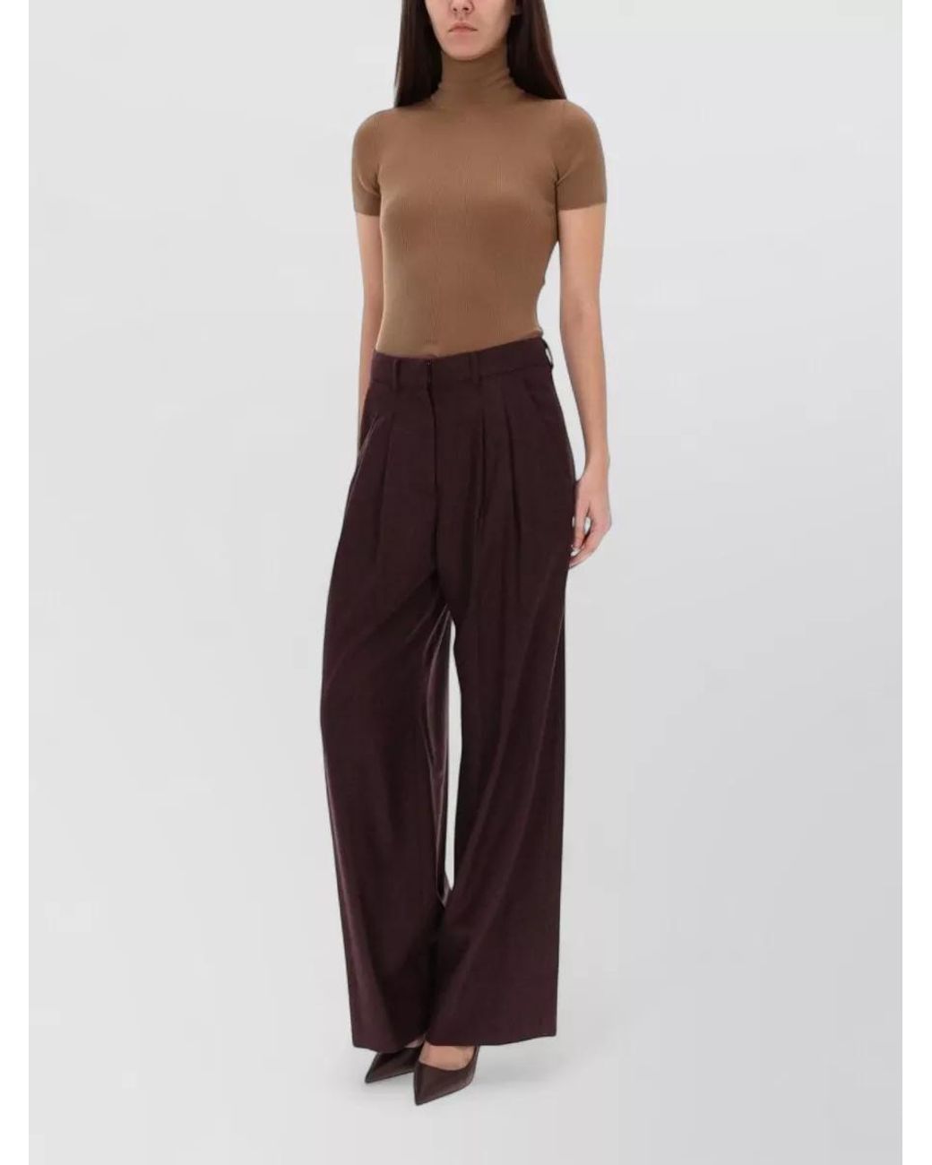 PT Torino Red Cashmere Wide-Leg Trousers