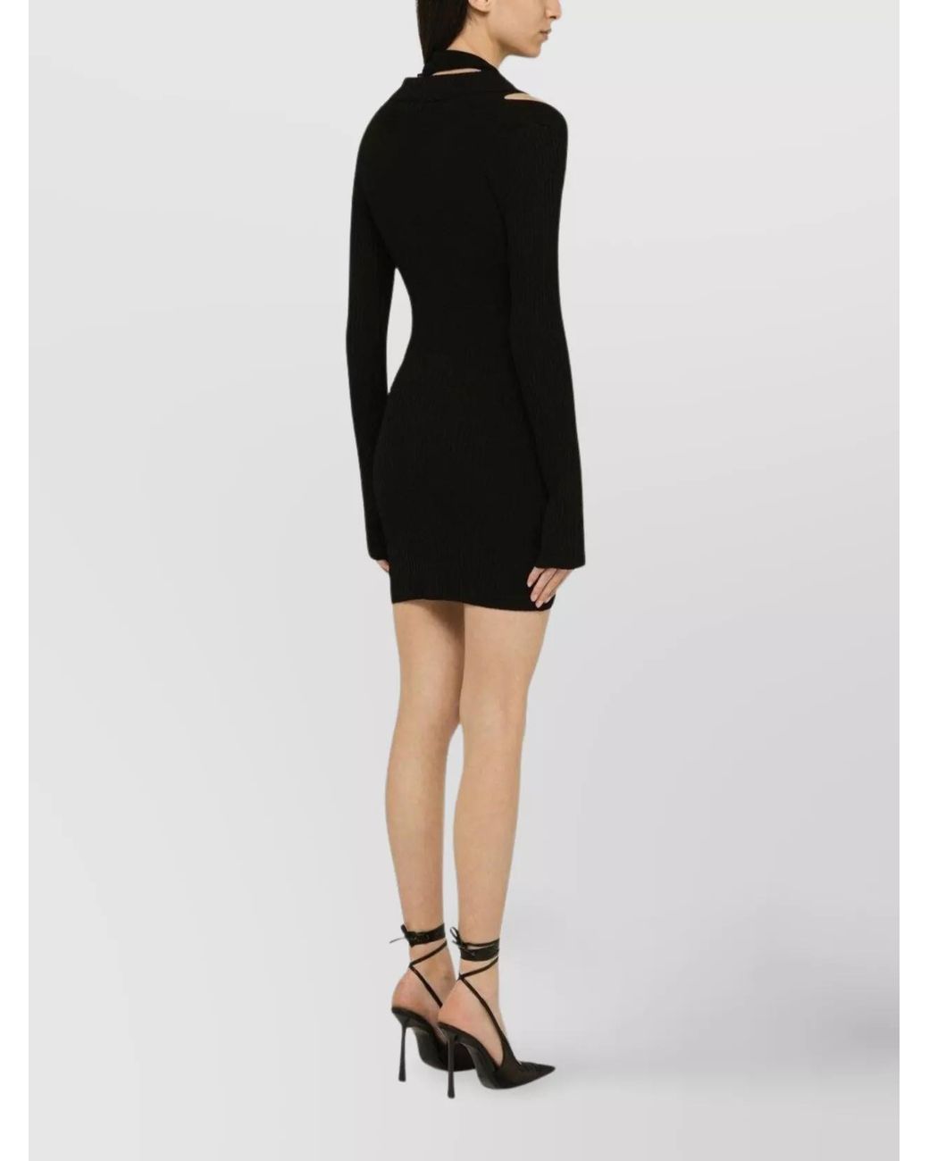 ANDREADAMO Black Ribbed Cutout Mini Dress