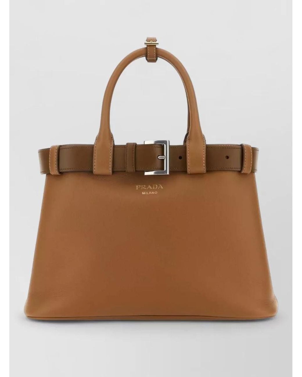 Prada Brown Buckle Small Leather Shoulder Bag