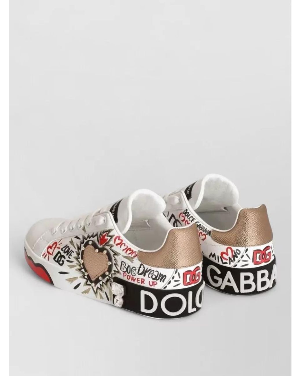 Dolce & Gabbana White Crystal Embellished Calf Leather Low Top Sneakers