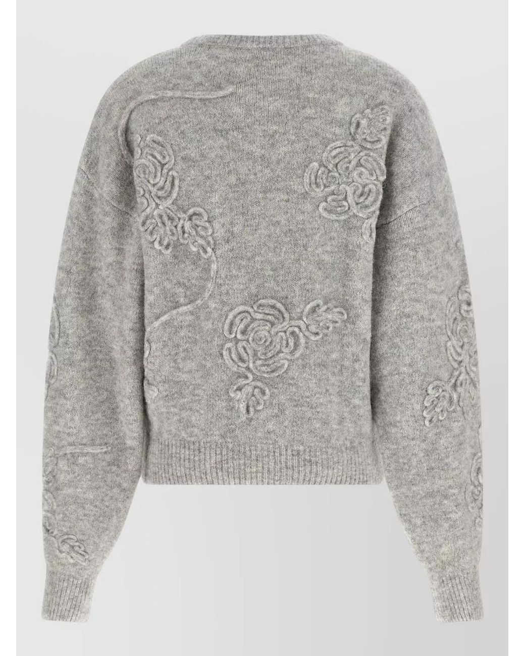 ROTATE BIRGER CHRISTENSEN Gray Alpaca Wool 3D Floral Fine-Knit Jumper