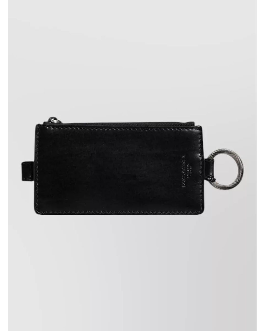 Dolce & Gabbana Black Leather Lanyard Card Holder for men