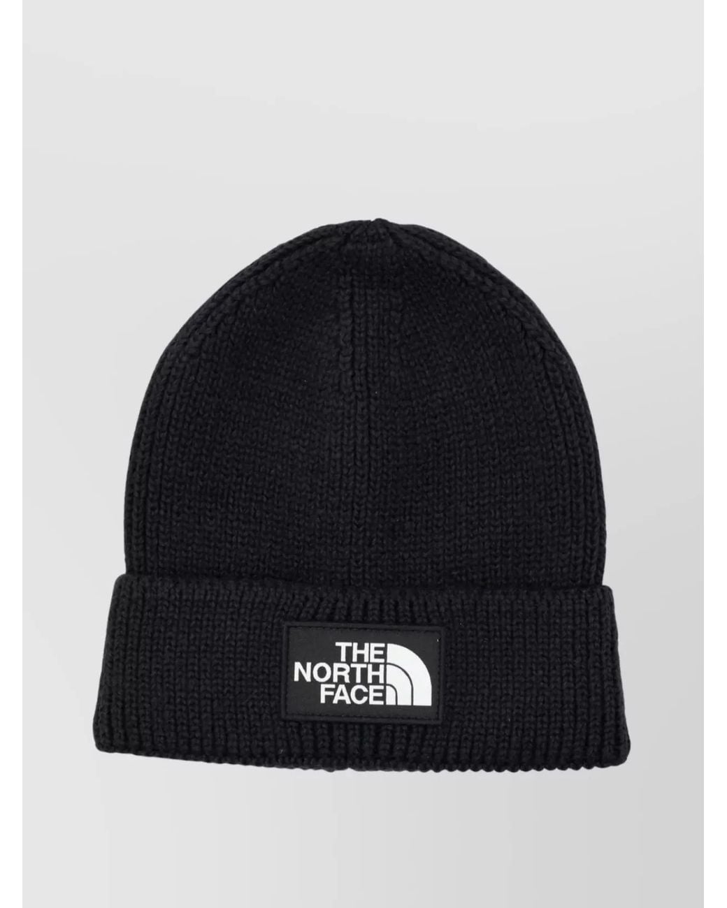 The North Face Blue Ribbed Knit Logo Cuff Beanie for men