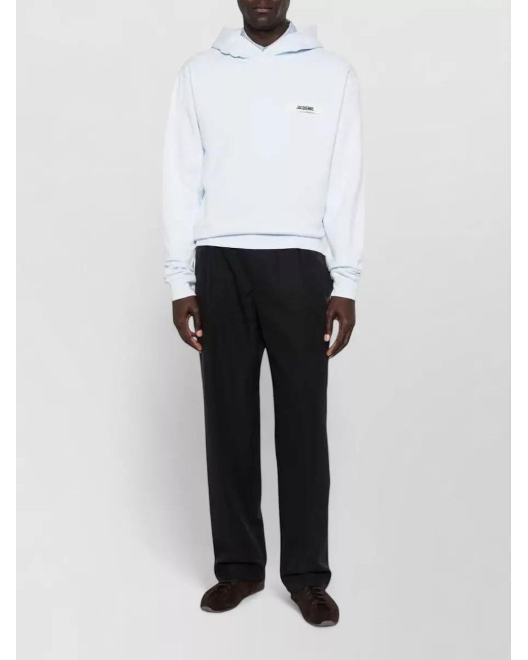 Jacquemus White Cotton Logo-Patch Hoodie for men