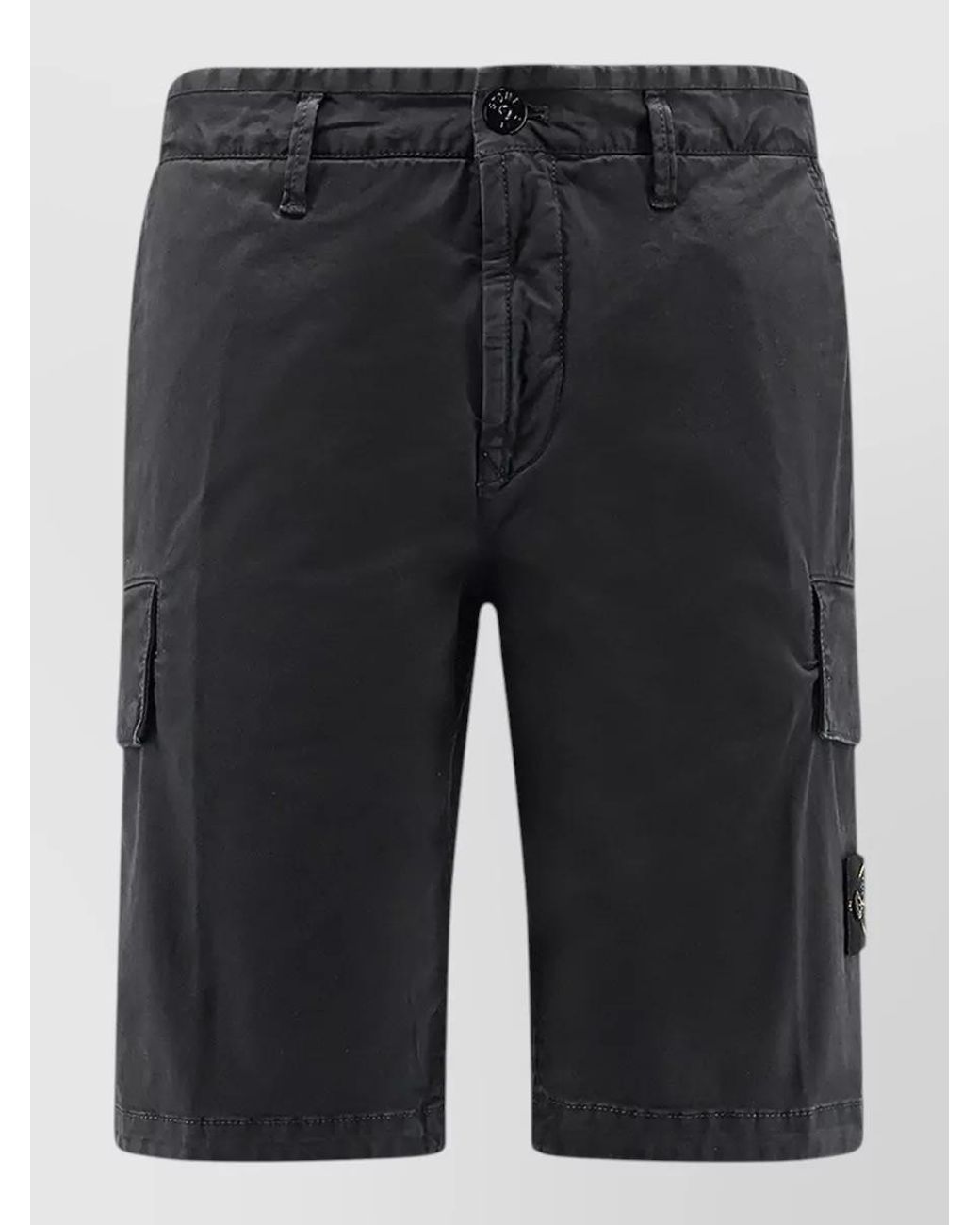 Stone Island Black Organic Cotton Cargo Shorts for men