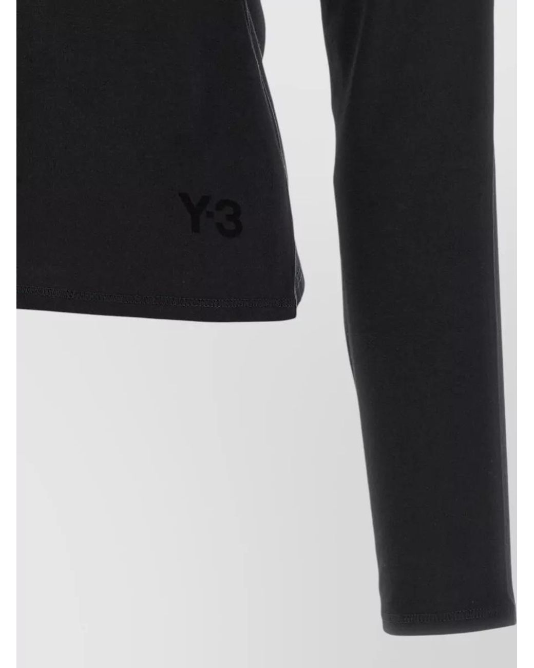 Y-3 Black Cotton Asymmetric Long-Sleeve T-Shirt
