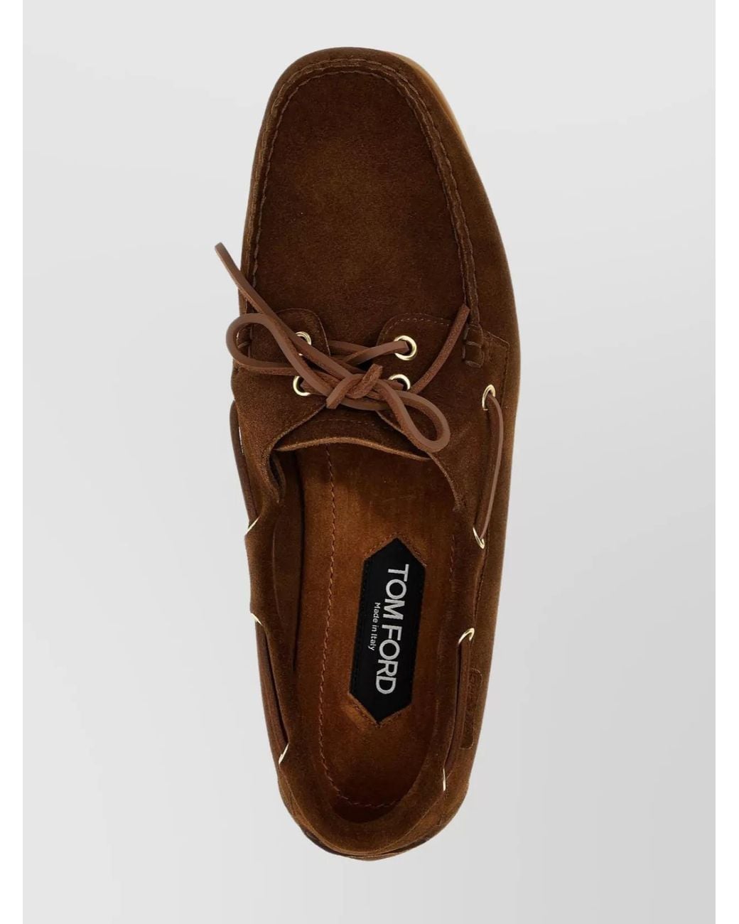 Tom Ford Brown Leather Boat Shoes for men