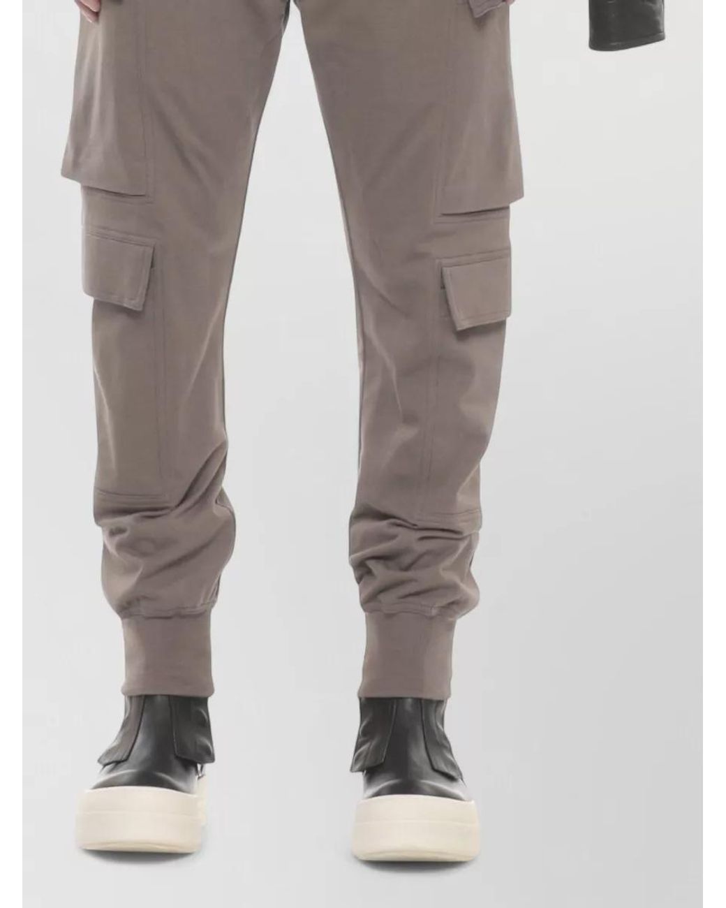 Rick Owens Gray Cotton Straight-Leg Cargo Track Pants for men