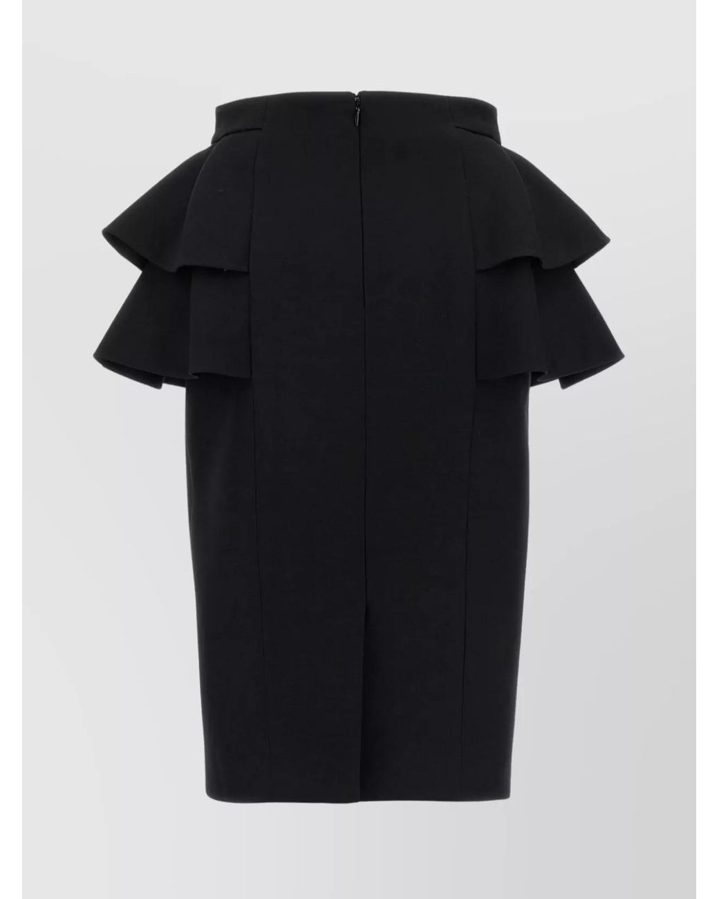 Valentino Garavani Black Silk Blend Ruffled Midi Pencil Skirt
