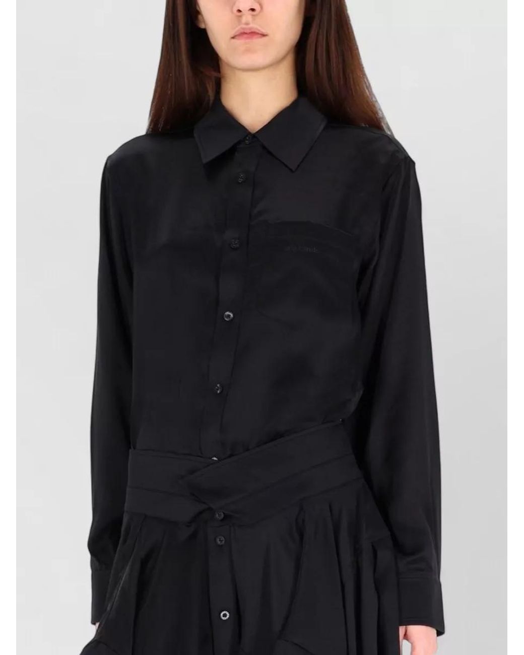 Alexander Wang Black Silk Mini Shirt Dress