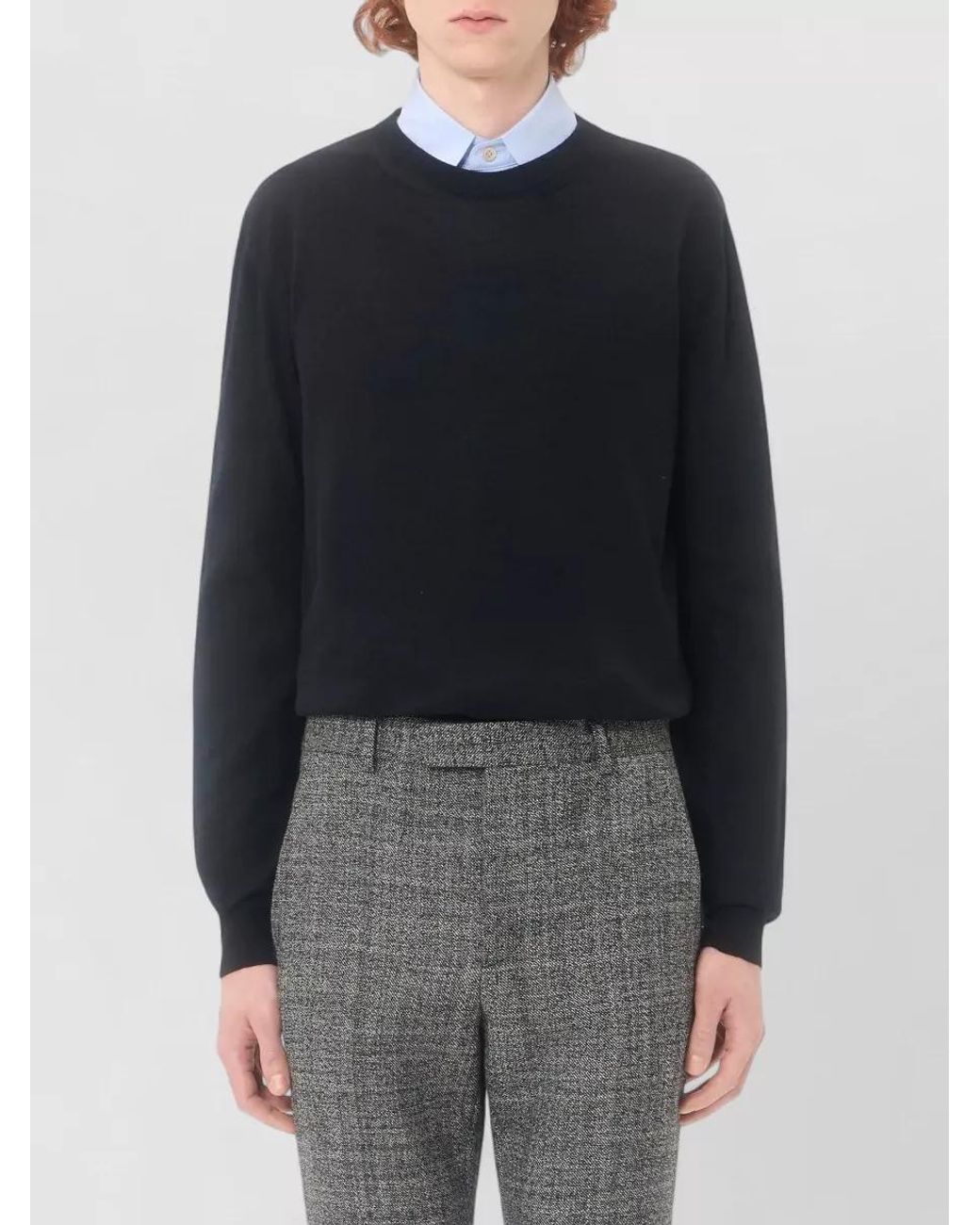 Valentino Garavani Blue Wool Sweater Crew Neck Long Sleeves for men