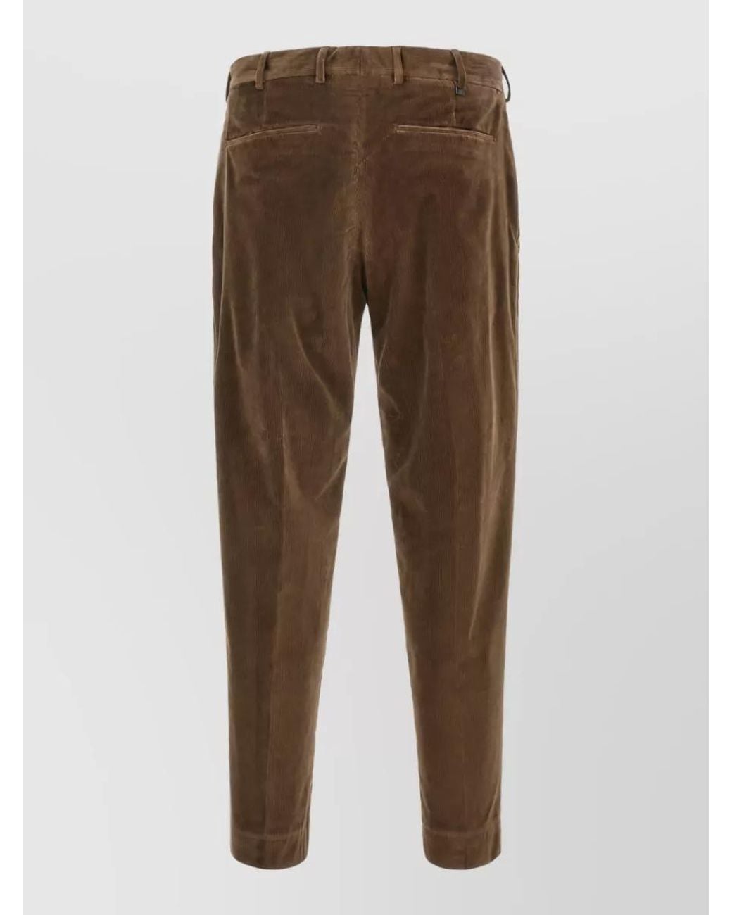 PT Torino Brown Corduroy Tapered-Leg Pants for men