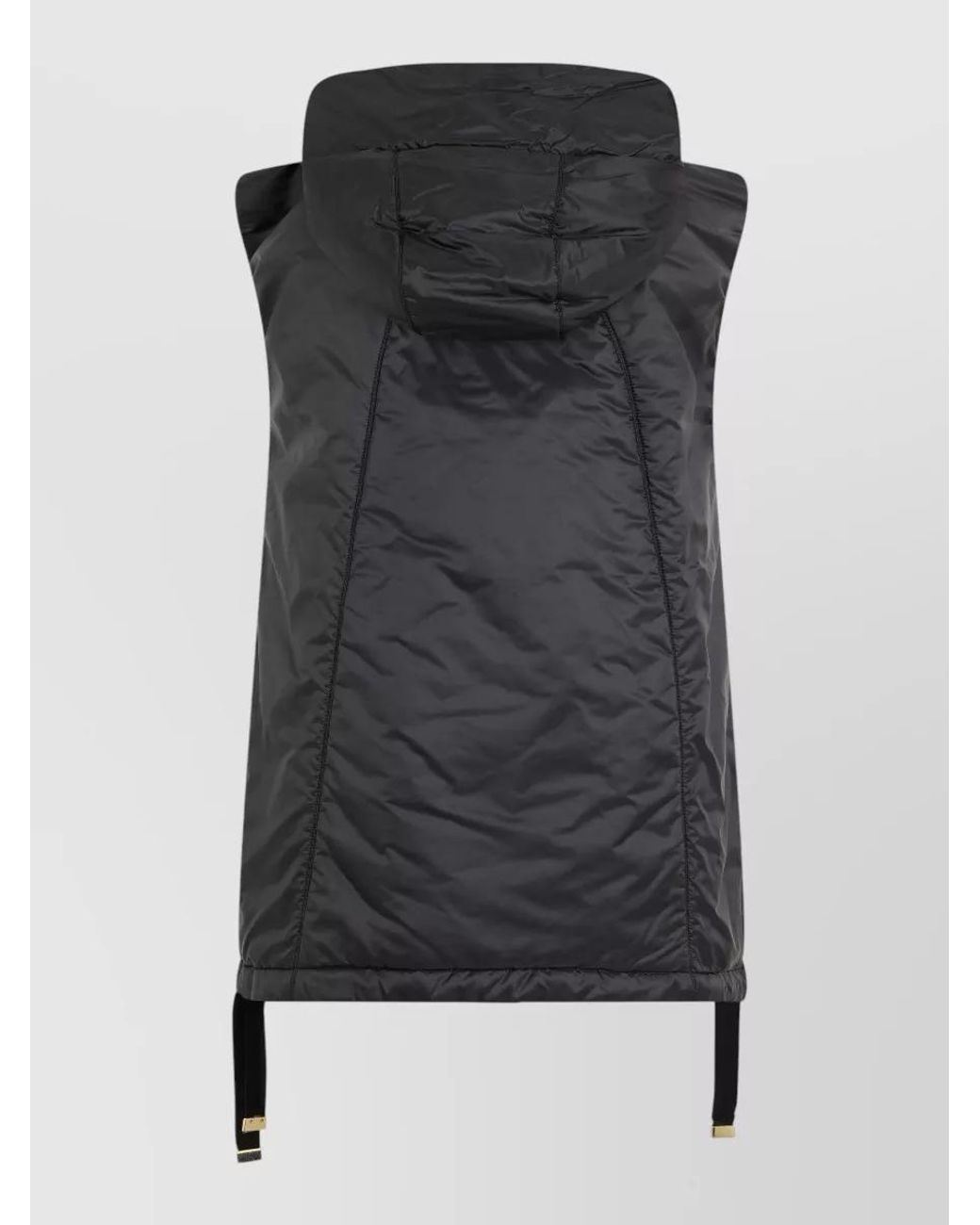 Max Mara Black Padded Hooded Sleeveless Puffer Gilet