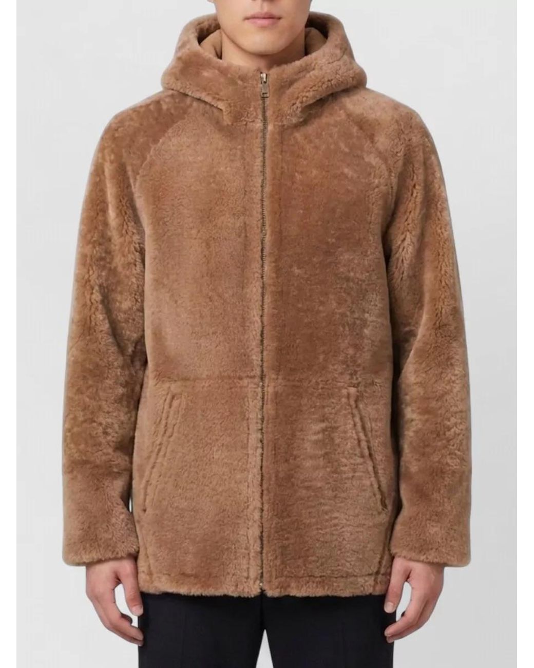 Salvatore Santoro Natural Reversible Leather Hooded Padded Coat for men