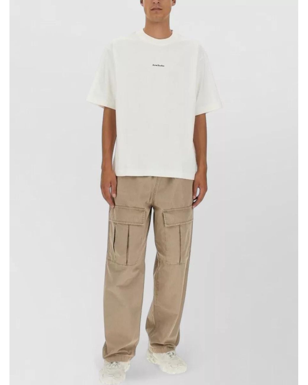 Acne Natural Cotton Loose-Fit Trousers for men