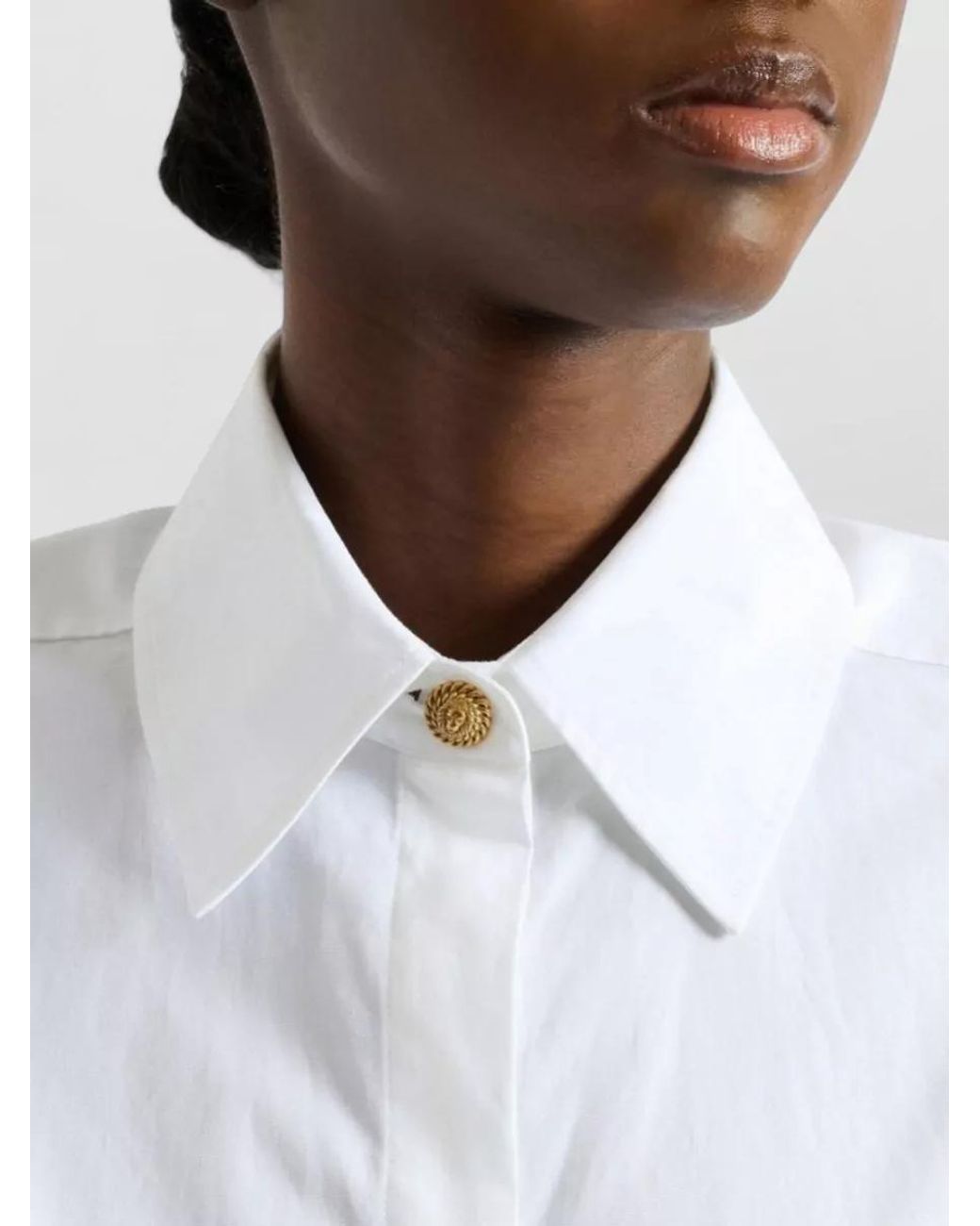 Balmain White Cotton Poplin Straight-Fit Long-Sleeve Shirt