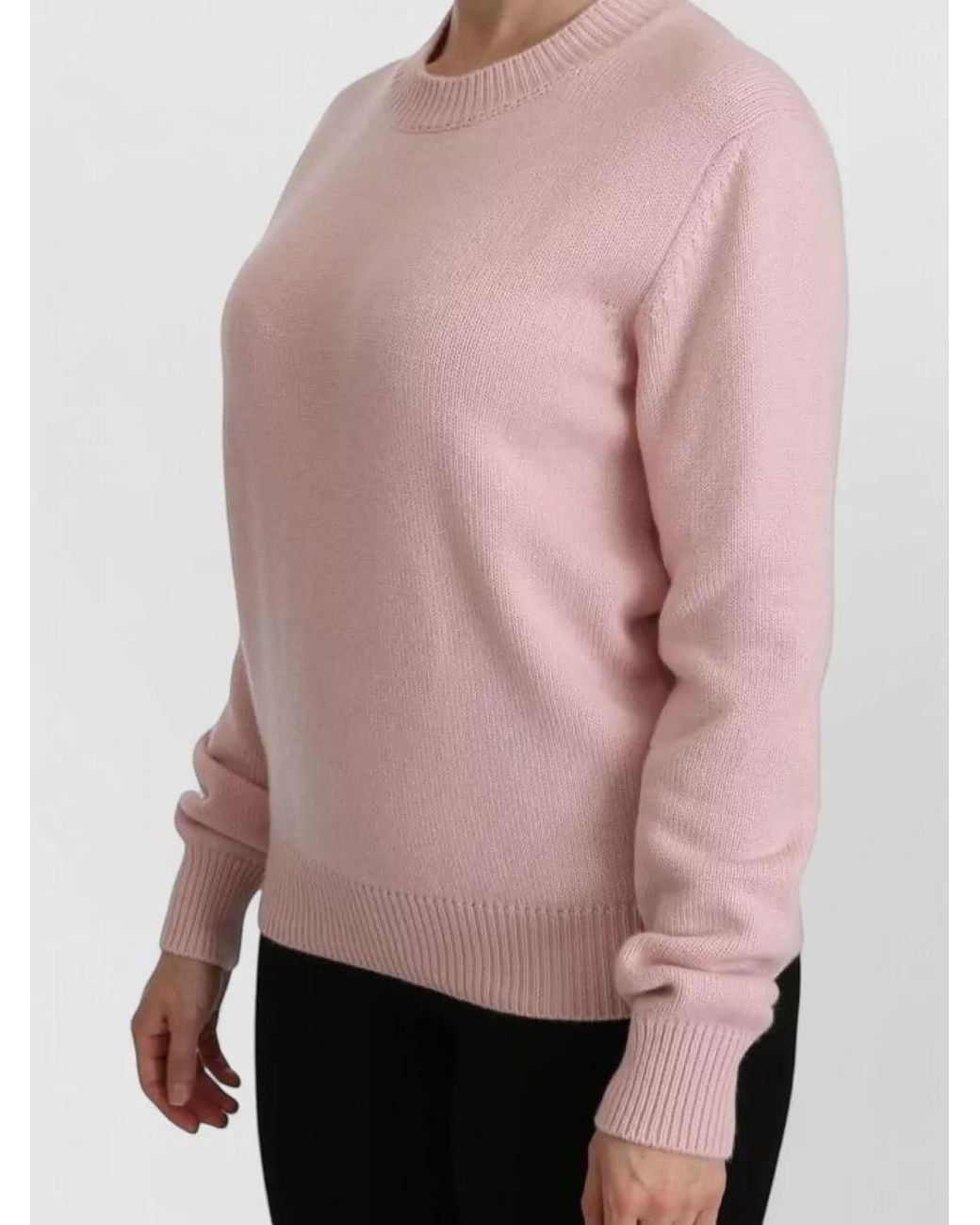 Dolce & Gabbana Pink Cashmere Ribbed Crew Neck Sweater