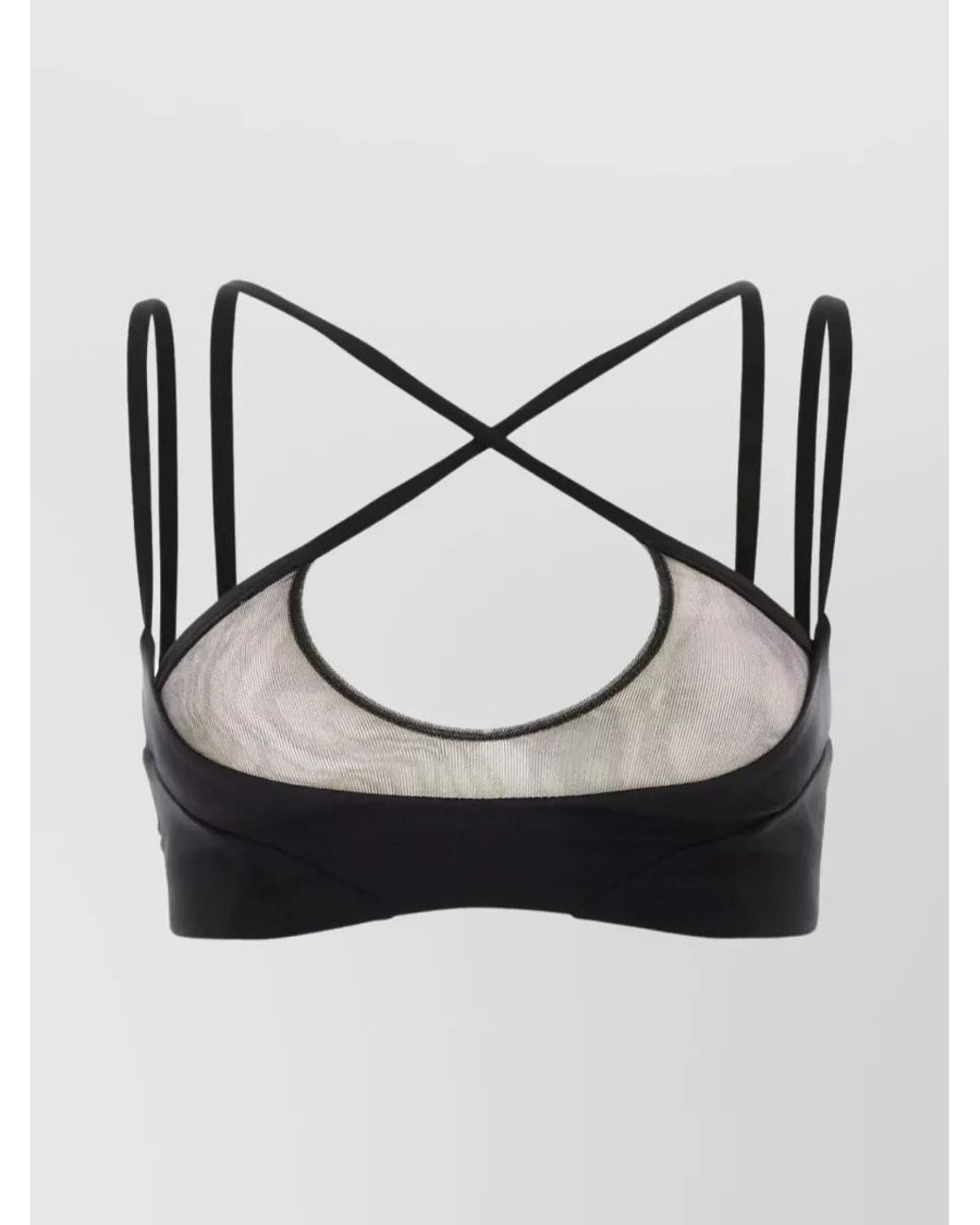 The Attico Black Mesh Panel Criss Cross Bralette