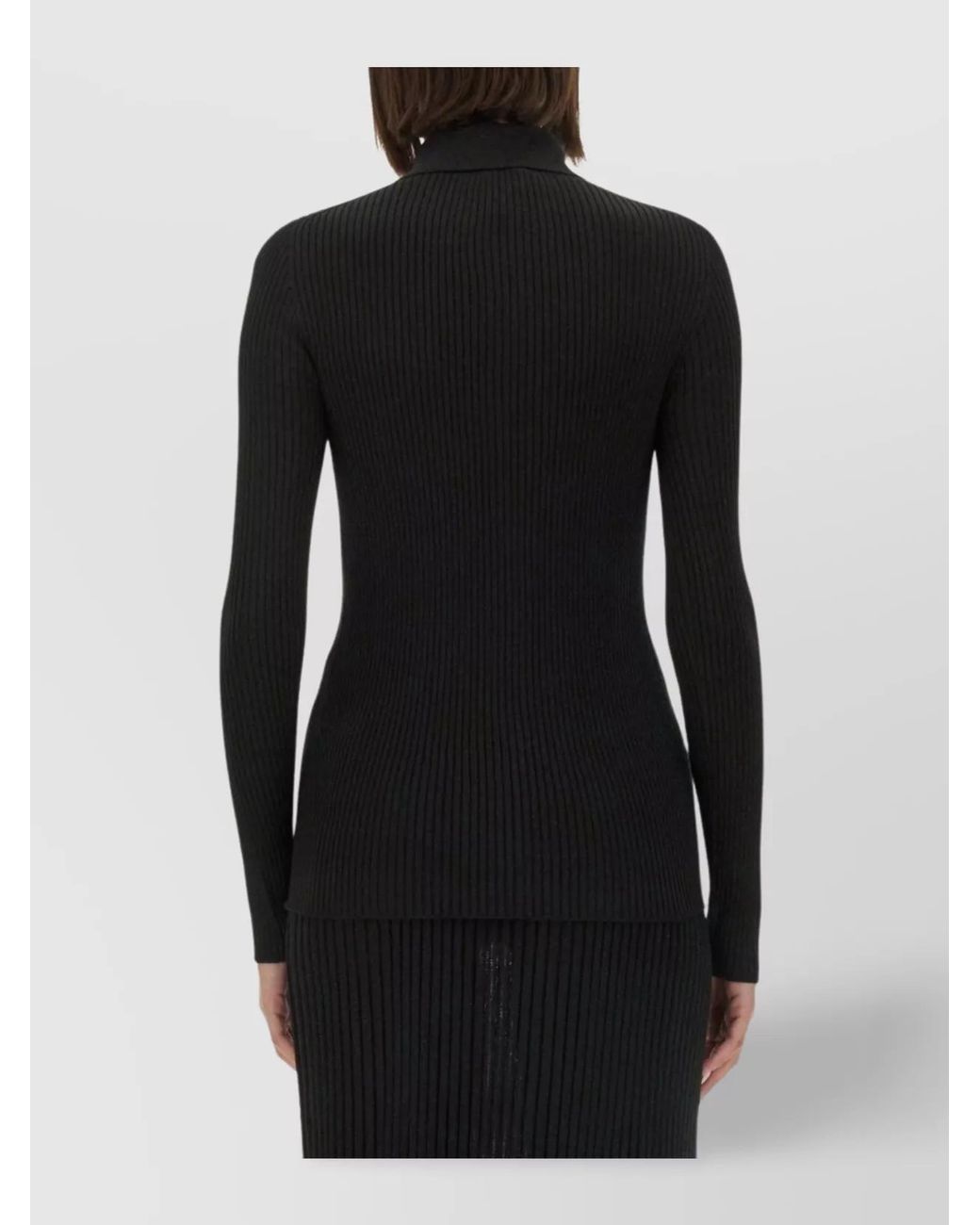 Kiton Black Ribbed Knitted Top