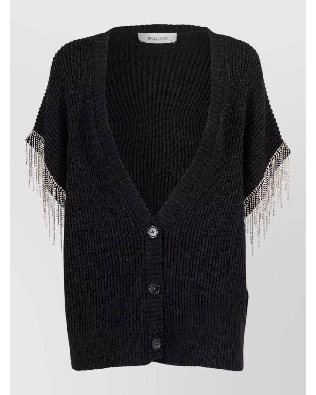 Sportmax Black Wool Jacket With Removable Sleeves