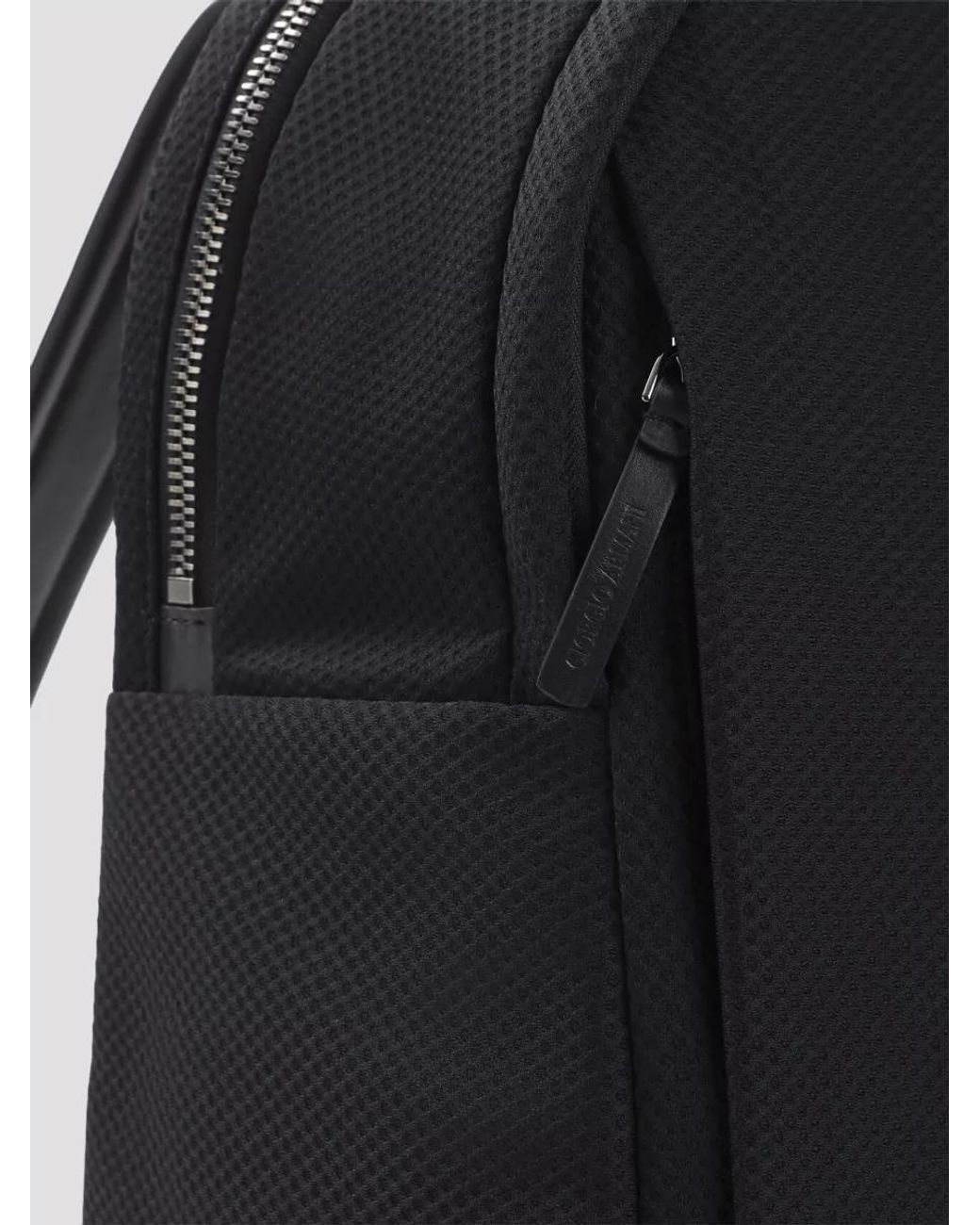 Giorgio Armani Black Mesh And Leather Backpack for men